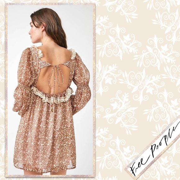 Free People Pennie Floral Mini Dress in Ivory (Cream, Brown, Tan) - Picture 10 of 14